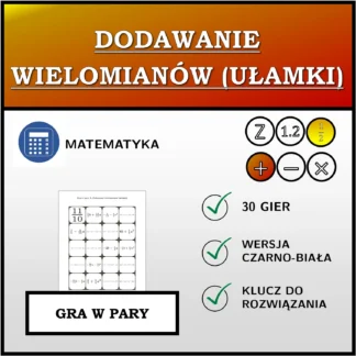 Gra w pary: Dodawanie wielomianów (ułamki)