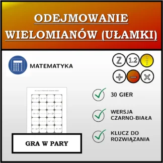 Gra w pary: Odejmowanie wielomianów (ułamki)