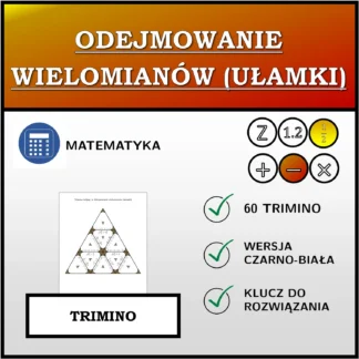 Trimino: Odejmowanie wielomianów (ułamki)
