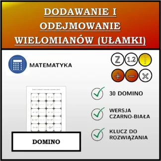 Domino: Dodawanie i odejmowanie wielomianów (ułamki)