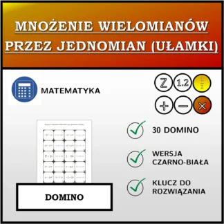 Domino: Mnożenie wielomianów przez jednomian (ułamki)