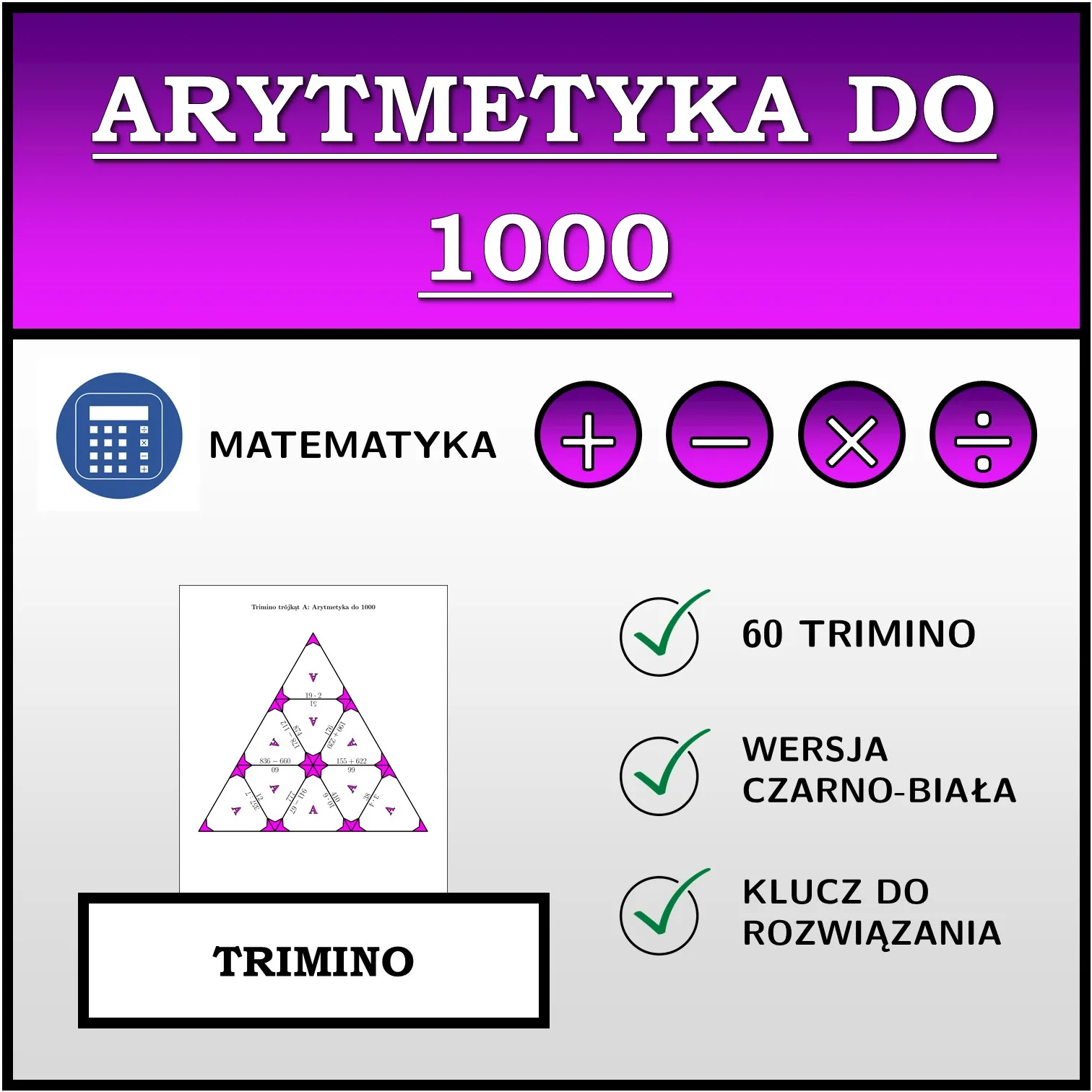 Trimino: Arytmetyka do 1000