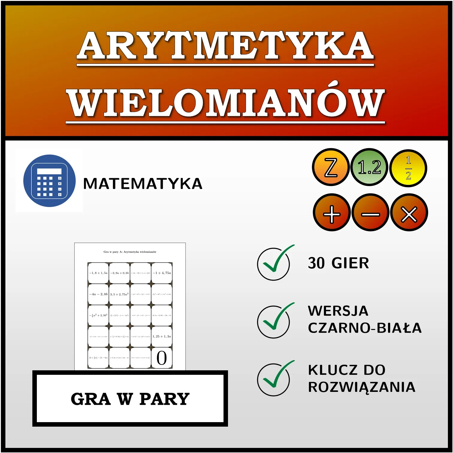 Gra w pary: Arytmetyka wielomianów