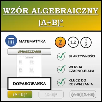 Dopasowanka: Wzór algebraiczny (A+B)², upraszczanie (liczby całkowite)