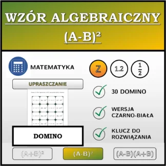 Domino: Wzór algebraiczny (A-B)², upraszczanie (liczby całkowite)