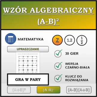Gra w pary: Wzór algebraiczny (A-B)², upraszczanie (liczby całkowite)