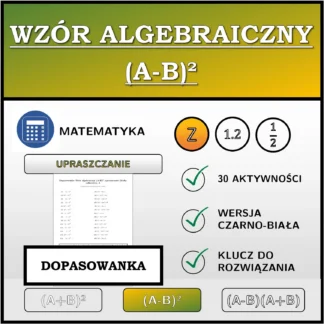 Dopasowanka: Wzór algebraiczny (A-B)², upraszczanie (liczby całkowite)
