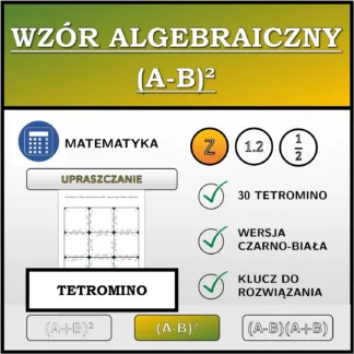 Tetromino: Wzór algebraiczny (A-B)², upraszczanie (liczby całkowite)