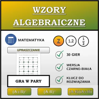 Gra w pary: Wzory algebraiczne, upraszczanie (liczby całkowite)