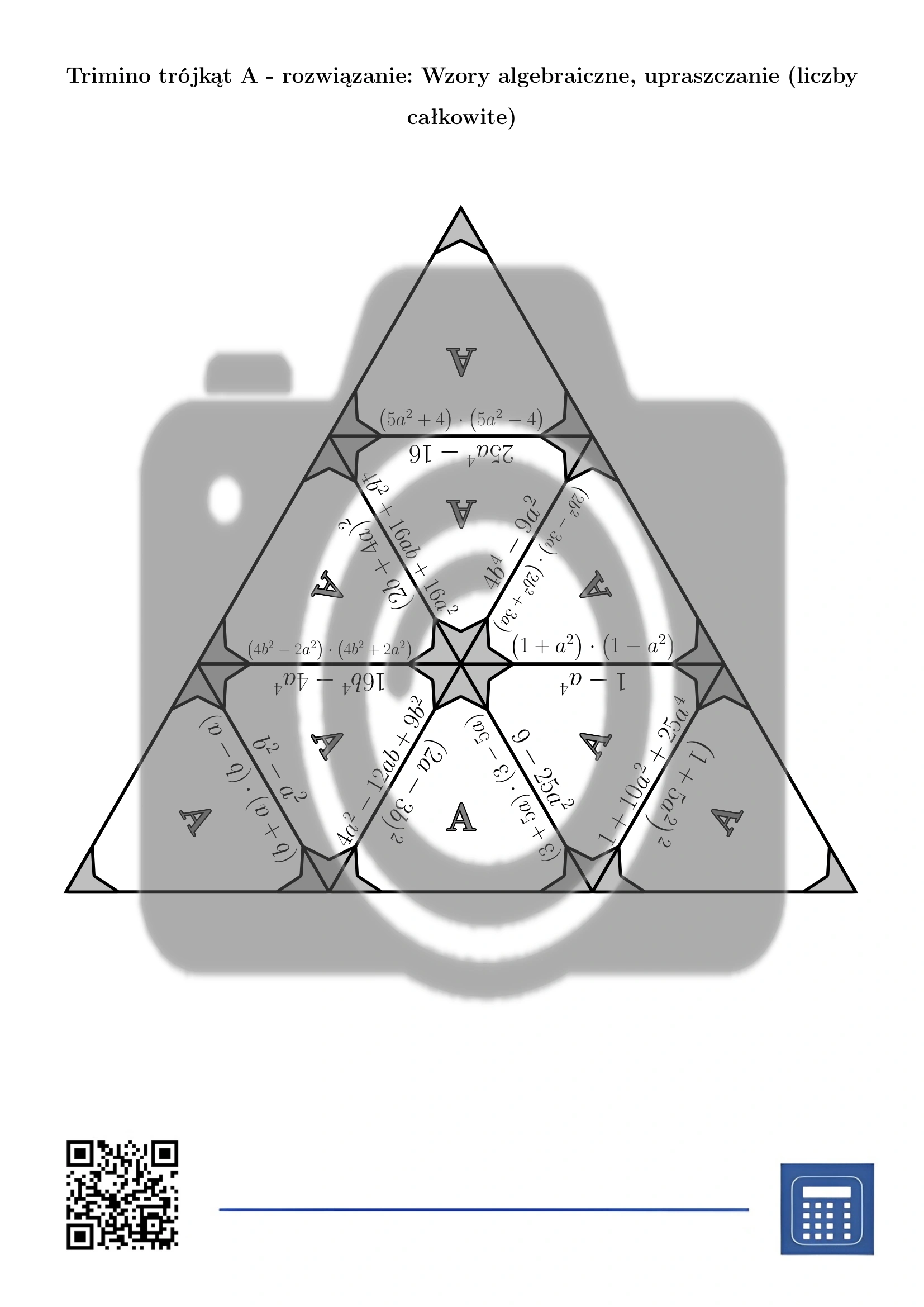 Trimino: Wzory algebraiczne, upraszczanie (liczby całkowite) - obrazek 6