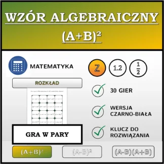 Gra w pary: Wzór algebraiczny (A+B)², rozkład (liczby całkowite)