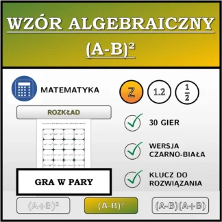 Gra w pary: Wzór algebraiczny (A-B)², rozkład (liczby całkowite)