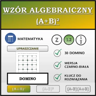 Domino: Wzór algebraiczny (A+B)², upraszczanie (liczby dziesiętne)