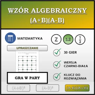 Gra w pary: Wzór algebraiczny (A+B)(A-B), upraszczanie (liczby dziesiętne)