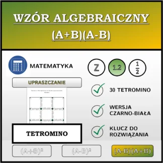 Tetromino: Wzór algebraiczny (A+B)(A-B), upraszczanie (liczby dziesiętne)