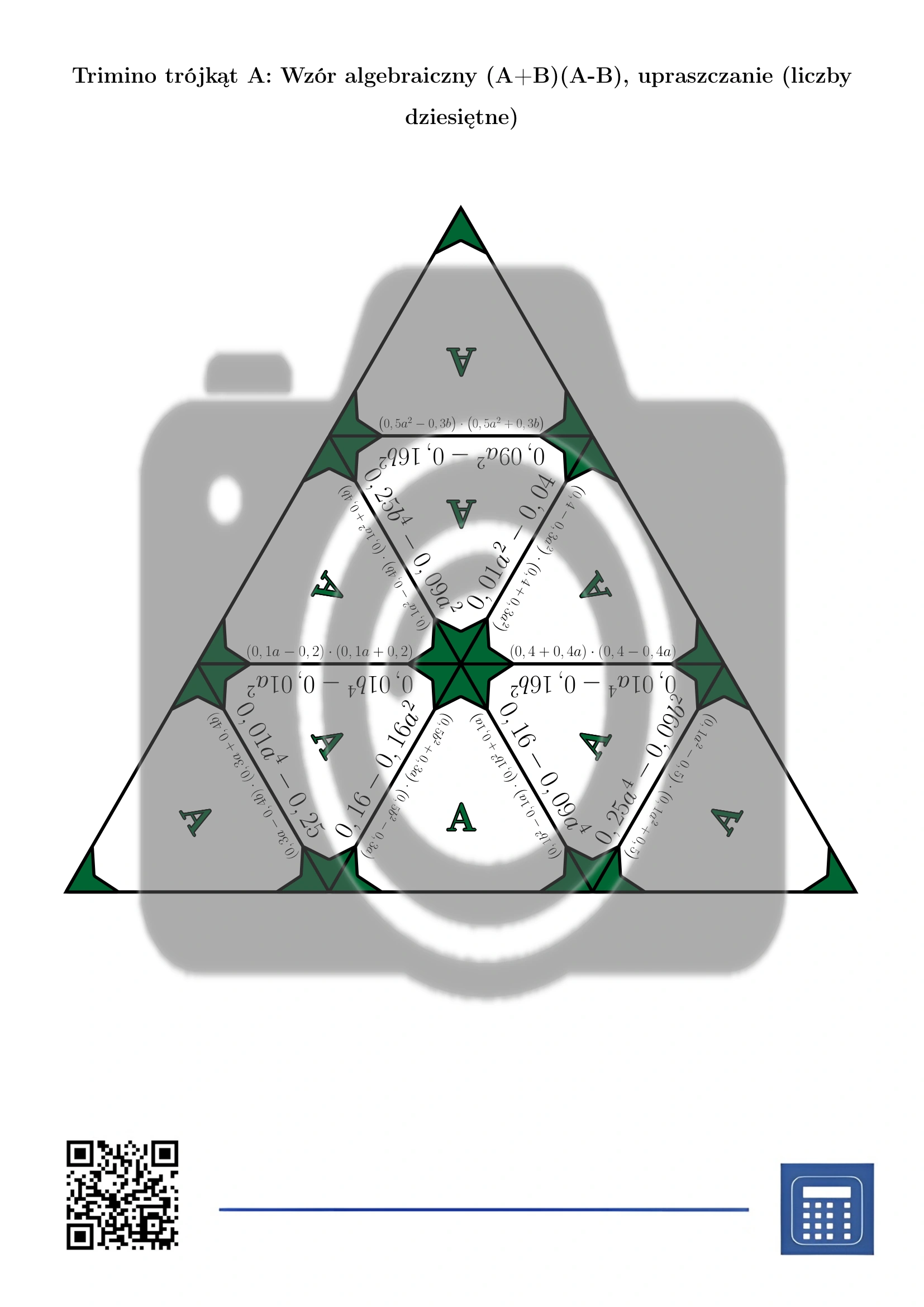Trimino: Wzór algebraiczny (A+B)(A-B), upraszczanie (liczby dziesiętne) - obrazek 2