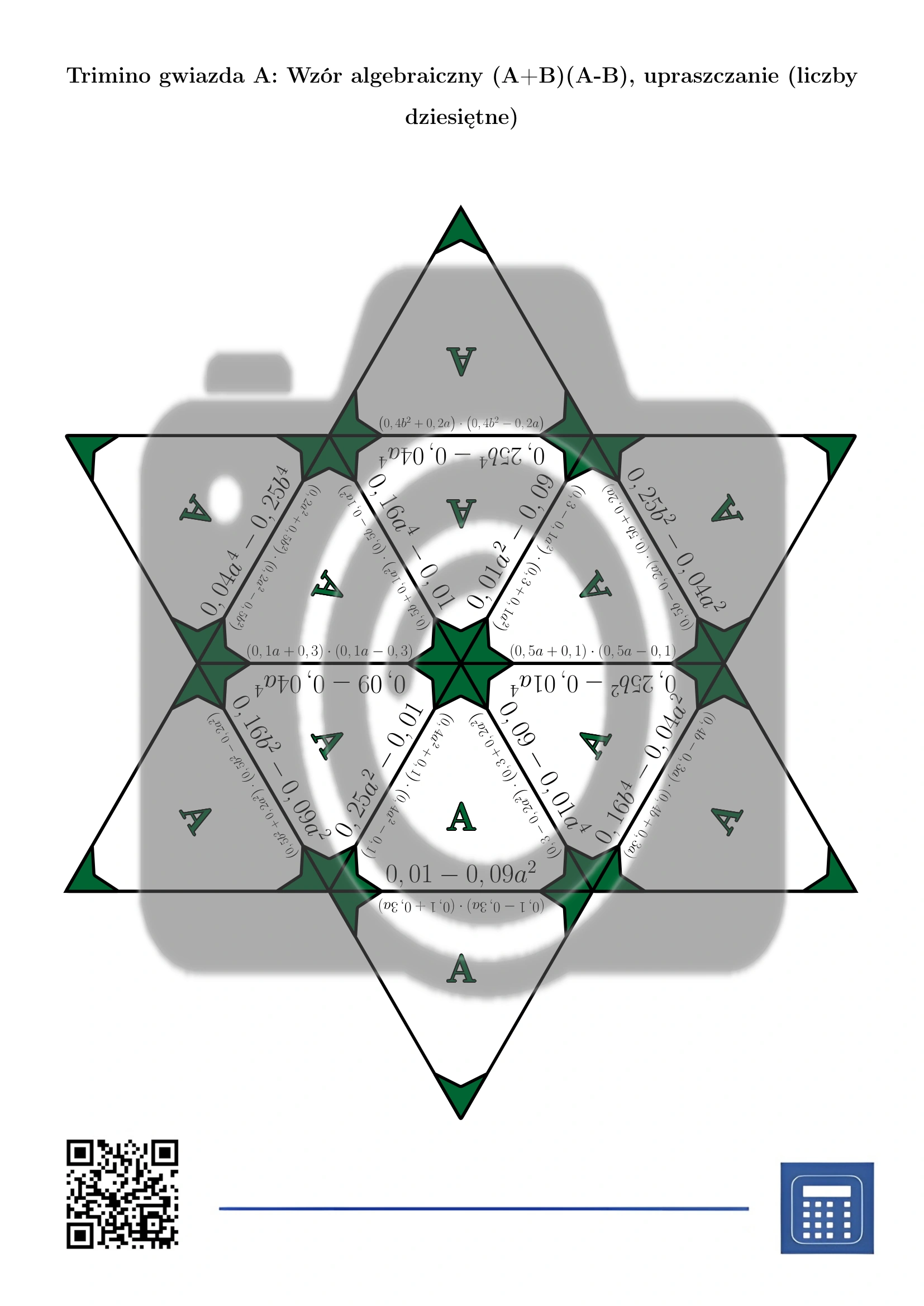 Trimino: Wzór algebraiczny (A+B)(A-B), upraszczanie (liczby dziesiętne) - obrazek 4