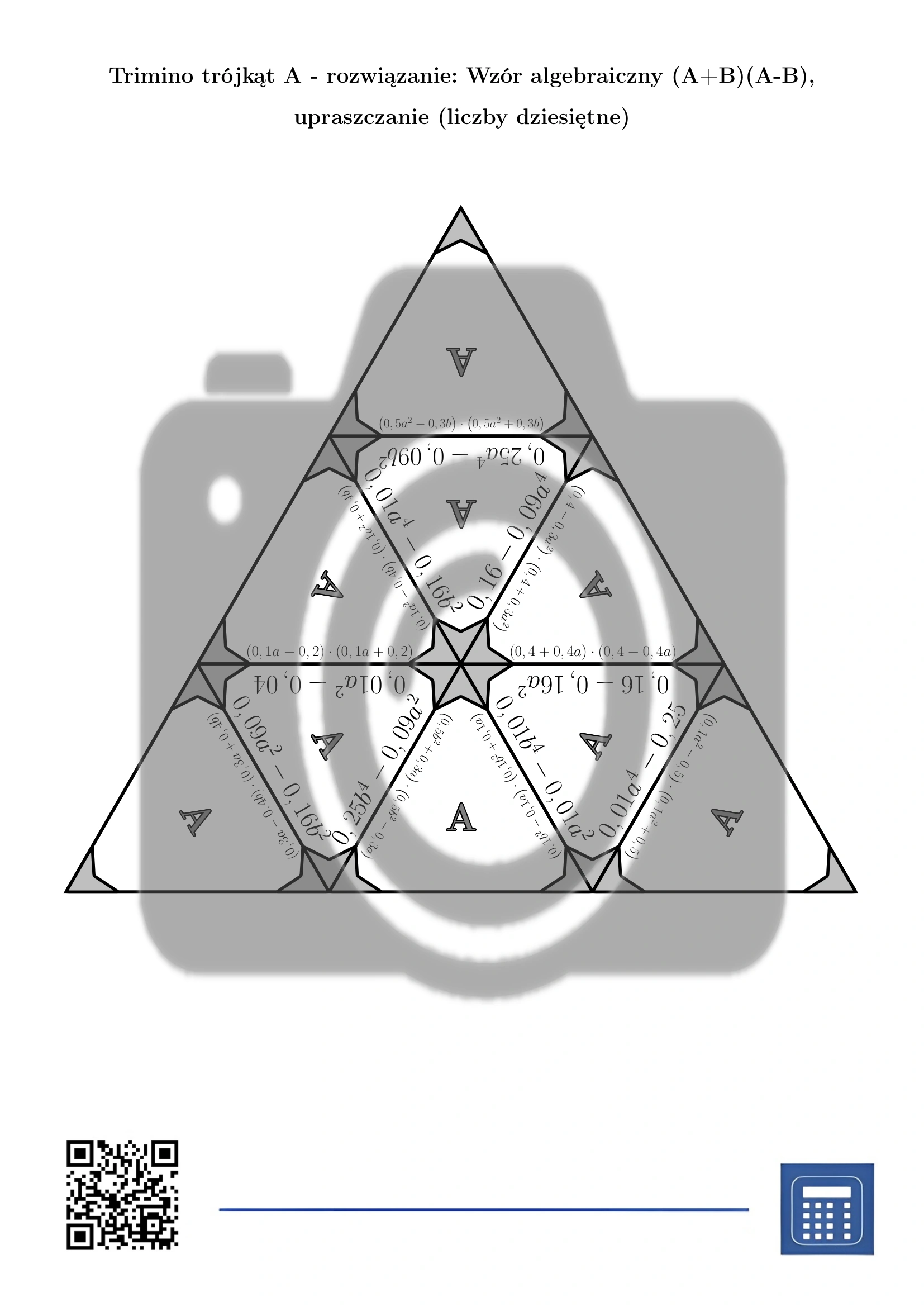 Trimino: Wzór algebraiczny (A+B)(A-B), upraszczanie (liczby dziesiętne) - obrazek 6