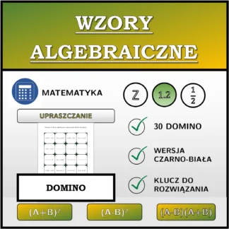 Domino: Wzory algebraiczne, upraszczanie (liczby dziesiętne)