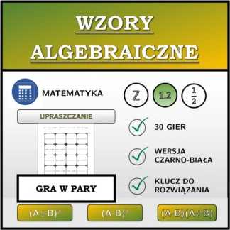 Gra w pary: Wzory algebraiczne, upraszczanie (liczby dziesiętne)