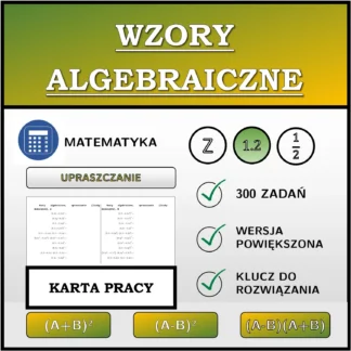 Karta pracy: Wzory algebraiczne, upraszczanie (liczby dziesiętne)