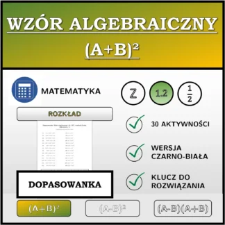 Dopasowanka: Wzór algebraiczny (A+B)², rozkład (liczby dziesiętne)