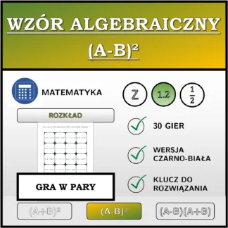 Gra w pary: Wzór algebraiczny (A-B)², rozkład (liczby dziesiętne)