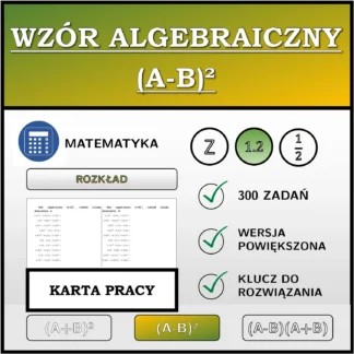 Karta pracy: Wzór algebraiczny (A-B)², rozkład (liczby dziesiętne)