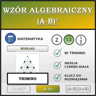 Trimino: Wzór algebraiczny (A-B)², rozkład (liczby dziesiętne)
