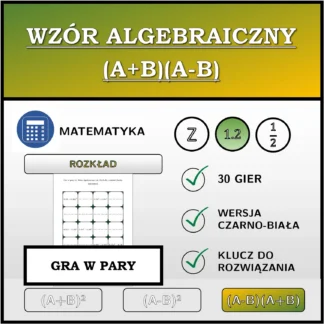 Gra w pary: Wzór algebraiczny (A+B)(A-B), rozkład (liczby dziesiętne)