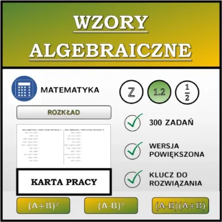 Karta pracy: Wzory algebraiczne, rozkład (liczby dziesiętne)