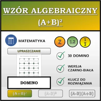 Domino: Wzór algebraiczny (A+B)², upraszczanie (ułamki)