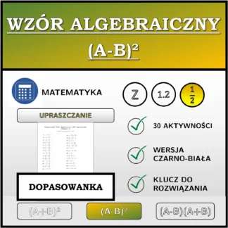Dopasowanka: Wzór algebraiczny (A-B)², upraszczanie (ułamki)