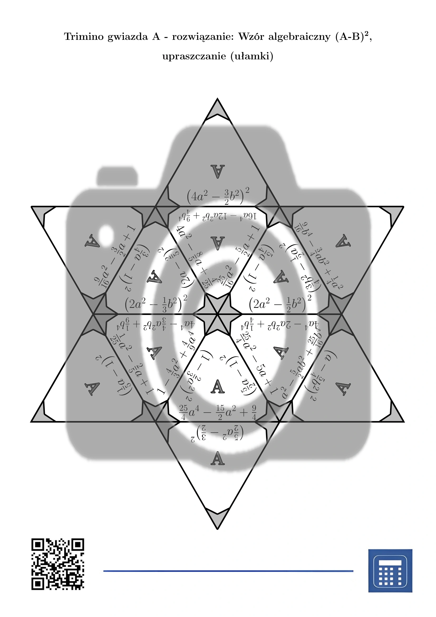 Trimino: Wzór algebraiczny (A-B)², upraszczanie (ułamki) - obrazek 7
