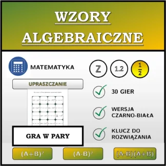 Gra w pary: Wzory algebraiczne, upraszczanie (ułamki)