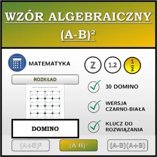 Domino: Wzór algebraiczny (A-B)², rozkład (ułamki)
