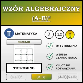 Tetromino: Wzór algebraiczny (A-B)², rozkład (ułamki)