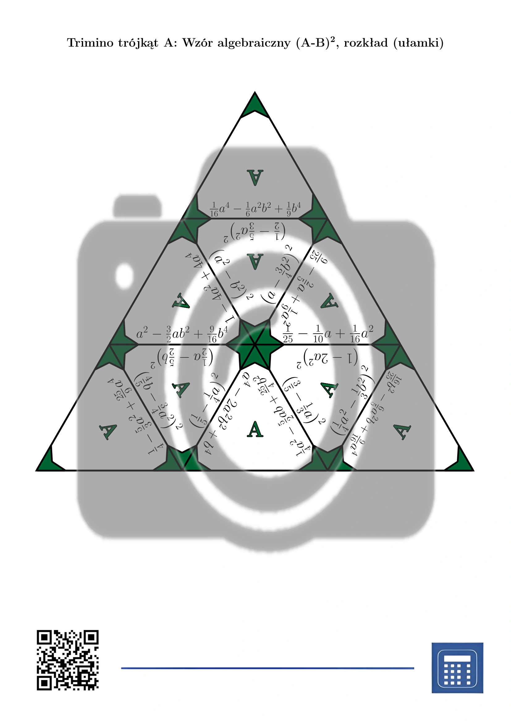 Trimino: Wzór algebraiczny (A-B)², rozkład (ułamki) - obrazek 2