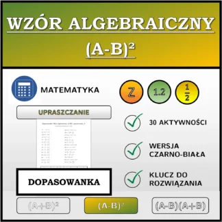 Dopasowanka: Wzór algebraiczny (A-B)², upraszczanie