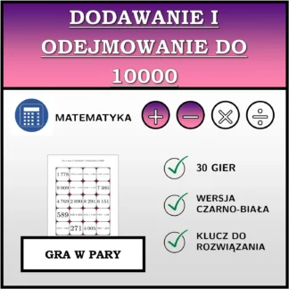 Gra w pary: Dodawanie i odejmowanie do 10000