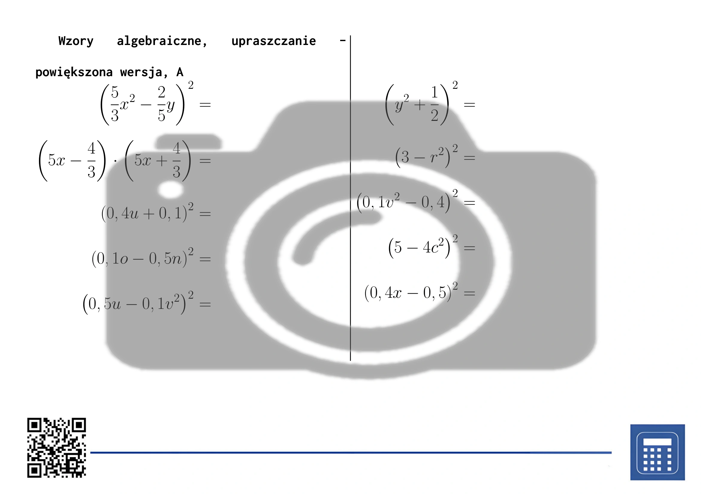 Karta pracy: Wzory algebraiczne, upraszczanie - obrazek 3