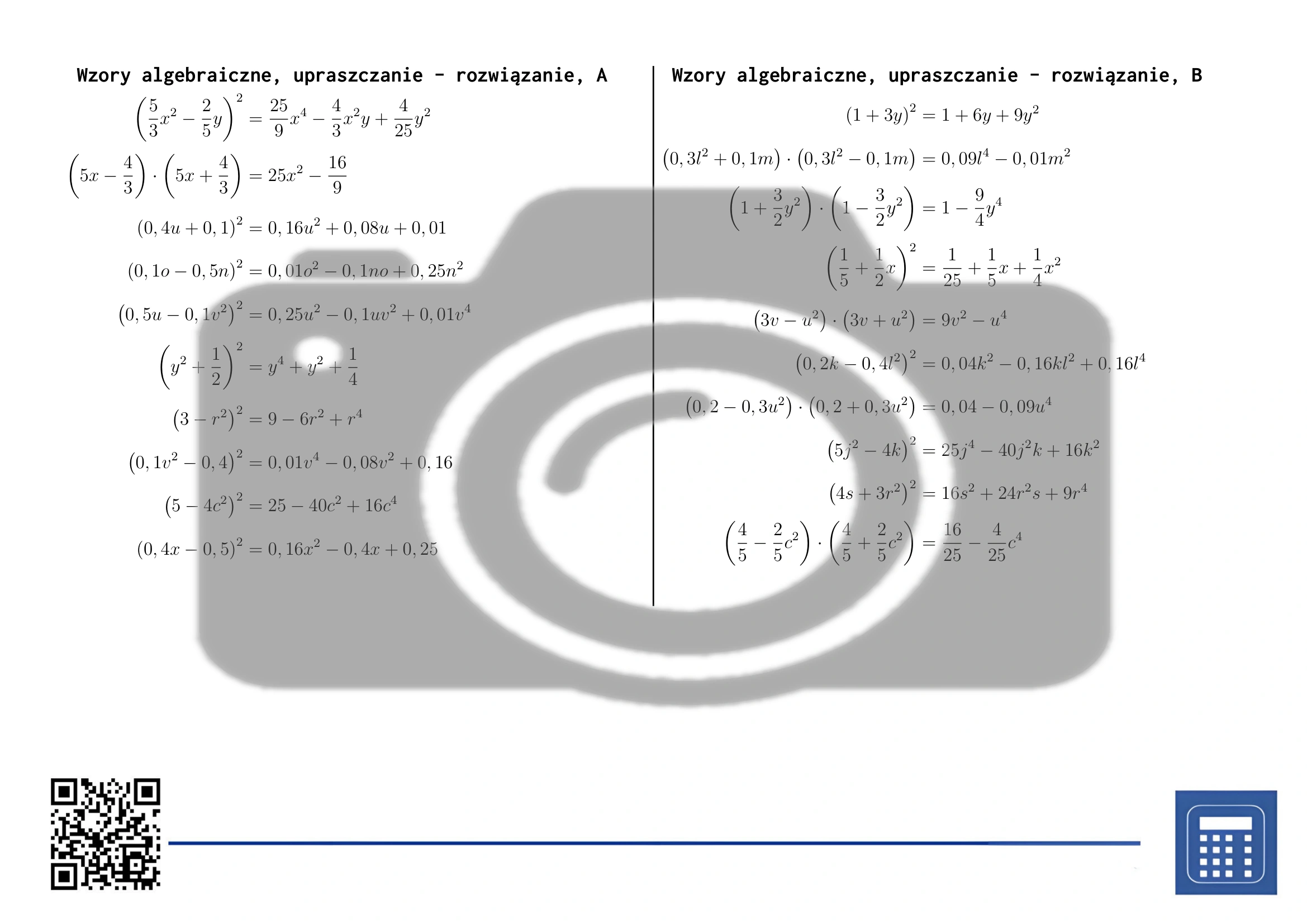 Karta pracy: Wzory algebraiczne, upraszczanie - obrazek 4