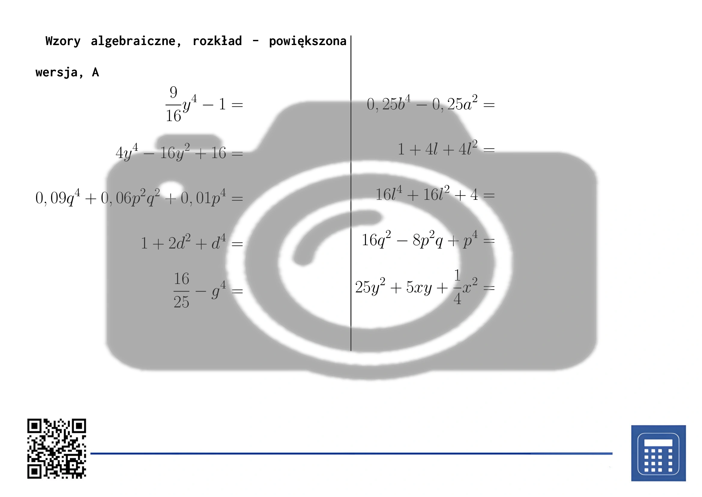 Karta pracy: Wzory algebraiczne, rozkład - obrazek 3