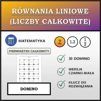 Domino: Równania liniowe (liczby całkowite), całkowitoliczbowe rozwiązanie