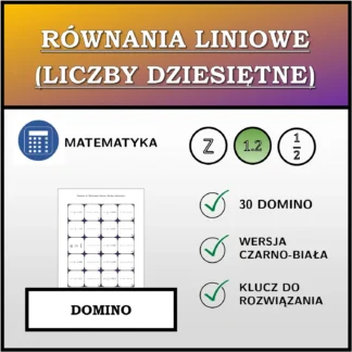 Domino: Równania liniowe (liczby dziesiętne)