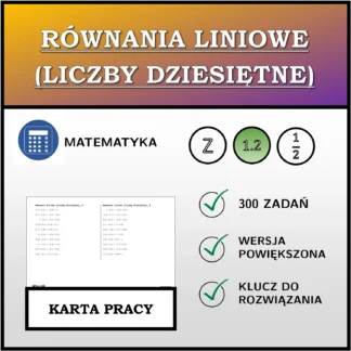 Karta pracy: Równania liniowe (liczby dziesiętne)