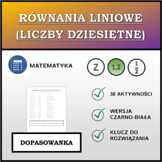Dopasowanka: Równania liniowe (liczby dziesiętne)