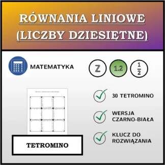 Tetromino: Równania liniowe (liczby dziesiętne)