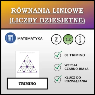 Trimino: Równania liniowe (liczby dziesiętne)