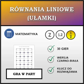 Gra w pary: Równania liniowe (ułamki)